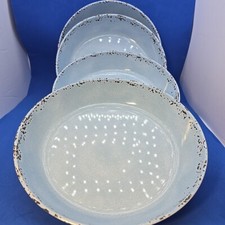 Tommy Bahama Azul Claro Rústico Crackle Melamina 9” Conjunto de 4 Tigelas de Salada de Macarrão Novo, usado comprar usado  Enviando para Brazil
