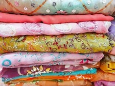 AMZ Vintage Sari Georgette Tela Remanente 15 Piezas Bordado Artes y Artesanía segunda mano  Embacar hacia Mexico