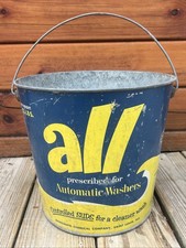 Vintage 25 lb. Balde balde balde de metal galvanizado detergente sabão TODO com alça, usado comprar usado  Enviando para Brazil