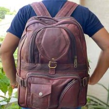 Mochila de couro real masculina laptop vintage satchel viagem genuína 17" grande comprar usado  Enviando para Brazil