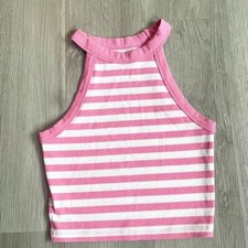 Regata cropped listrada rosa/branco American Eagle tamanho pequeno nova sem etiquetas comprar usado  Enviando para Brazil