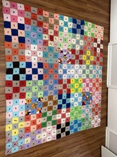 Colcha de retalhos colorida caseira 75 x 85 costurada à máquina comprar usado  Enviando para Brazil