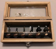 Conjunto de brocas de roteador vintage – 6 bits de madeira com estojo e tampa transparente – Roundover, Ogee,... comprar usado  Enviando para Brazil