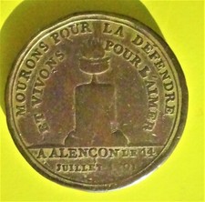 Francês-Alençon Bronze madal Revolução Francesa 14 de julho de 1791, Ø 39,6mm-26,3gr comprar usado  Enviando para Brazil
