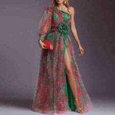 Elegante vestido de gala cintura alta gola alta manga comprida vestido de festa feminino comprar usado  Enviando para Brazil