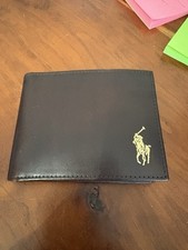 Usado, Carteira Polo Ralph Lauren marrom escuro couro dobrável pônei dourado comprar usado  Enviando para Brazil