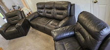 Leather three seater for sale  BURNLEY