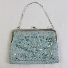 Bolsa clutch feminina azul pálido com miçangas fecho beijo comprar usado  Enviando para Brazil