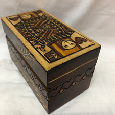 Usado, Vintage Esculpido à Mão Madeira 2 Baralhos Caixa de Armazenamento de Cartas Design de Coração Ornamentado comprar usado  Enviando para Brazil