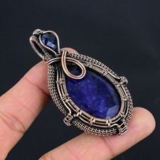 Pingente de presente simulado de pedra preciosa de safira fio de cobre embrulhado joia LC-249 comprar usado  Enviando para Brazil