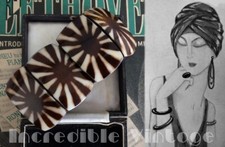 Pulseira vintage Art Deco SUNBURST painel ósseo anos 70 robusta grande elástica braço superior, usado comprar usado  Enviando para Brazil