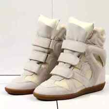 Sapatos casuais de couro genuíno 2025 respirável oco cunhas escondidas botas treinadores comprar usado  Enviando para Brazil