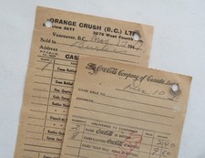refrigerante pop ed61 Orange Crush BC e Coca-Cola / 1947 recibos Vancouver refrigerantes comprar usado  Enviando para Brazil