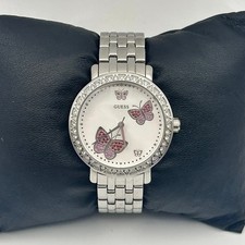 Relógio feminino Guess cristais tom prata mostrador borboleta funcionando nova bateria, usado comprar usado  Enviando para Brazil
