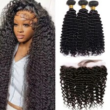Pacotes de cabelo encaracolado brasileiro não processado 10A com renda frontal 100% cabelo humano  comprar usado  Enviando para Brazil