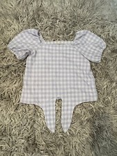 Blusa LOFT tamanho S lavanda Gingham textura waffle recortada decote quadrado pradaria comprar usado  Enviando para Brazil