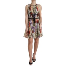Vestido DOLCE & GABBANA bege floral sem mangas linha A mini IT44/US10/L 2780usd comprar usado  Enviando para Brazil