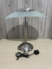 Usado, Abajur de mesa estilo Art Deco cromado com abajures de vidro fosco base cúpula prata 47cm comprar usado  Enviando para Brazil