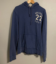 Pulôver masculino Hollister vintage com capuz XL azul marinho capuz térmico bordado Y2K LEIA comprar usado  Enviando para Brazil