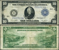 FR. 915 C $10 1914 Nota da Reserva Federal Filadélfia Muito Bom Estado comprar usado  Enviando para Brazil