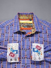 Usado, Camisa masculina Robert Graham jacquard veleiro punho flip manga longa com botões comprar usado  Enviando para Brazil