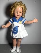 Muñeca Shirley Temple composición vintage/antigua de 18" con vestido repro segunda mano  Embacar hacia Mexico