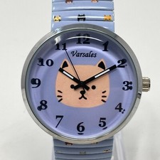 Relógio feminino Varsales gato 41 mm tom prata pulseira elástica azul nova bateria 6,75" comprar usado  Enviando para Brazil