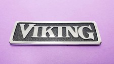 Placa de identificação logotipo aparelho emblema metal fabricante de equipamento original Viking 4,16" x 1,5" acabamento comprar usado  Enviando para Brazil