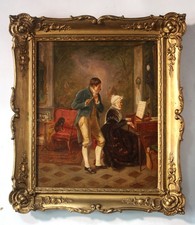 Biedermeier scena gatunkowa we wnętrzu "Koncert fletowy dla psa" C. Zuckmayer na sprzedaż  PL