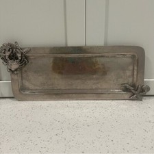 Bandeja de alumínio fundido vintage náutica concha estrela do mar caranguejo praia retangular 18", usado comprar usado  Enviando para Brazil