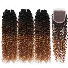 Pacotes de cabelo encaracolado Ombre Kinky com fechamento 100% cabelo humano extensões de cabelo remy comprar usado  Enviando para Brazil