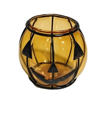Suporte de vela de metal plástico âmbar Jack O lanterna abóbora tealight, usado comprar usado  Enviando para Brazil