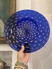 Placa azul de vidro Murano grande Barovier & Toso floco dourado, usado comprar usado  Enviando para Brazil