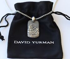 Collar de cadena en caja de 2,7 mm David Yurman plata esterlina con olas colgante de etiqueta de perro segunda mano  Embacar hacia Mexico