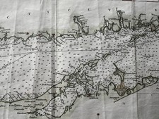 Long Island Sound NY CT 1851 Bache & Blunt gravado mapa antigo colorido à mão comprar usado  Enviando para Brazil