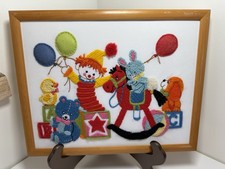 Vintage Quadro Crewel Bordado Cena de Berçário Perfeito Para Quarto de Criança comprar usado  Enviando para Brazil