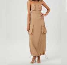 VESTIDO MAXI CARGO FOREVER 21 BEGE SEM ALÇAS XS comprar usado  Enviando para Brazil