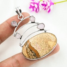 Pingente de jaspe rosa pedra preciosa prata esterlina 925 com jaspe comprar usado  Enviando para Brazil