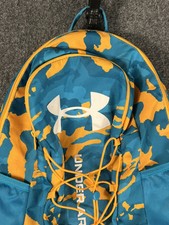 Mochila esportiva unissex Under Armour Hustle camuflagem azul/amarela logotipo frontal elástico comprar usado  Enviando para Brazil