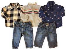 Usado, Lote de roupas jeans camisas manga comprida bebê menino 6/9 9 6/12 meses suéter comprar usado  Enviando para Brazil