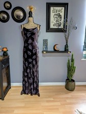 Vestido Gótico Vintage Anos 90 Longo Roxo Veludo Folha Devore Tamanho M Reino Unido 12 , usado comprar usado  Enviando para Brazil