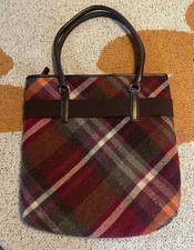 Bolsa de ombro xadrez de lã TALBOTS acabamento em couro fecho com zíper comprar usado  Enviando para Brazil