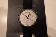 Usado, Relógio masculino cronógrafo Calvin Klein | Fabricado na Suíça | Mostrador branco couro preto | P comprar usado  Enviando para Brazil