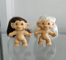 2 VINTAGE DAM TROLL 3" MALOWANE OCZY BRĄZOWO-BIAŁE WŁOSY na sprzedaż  Wysyłka do Poland