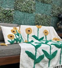 Conjunto de Lençóis de Algodão King Size com Design Tufado de Girassol – Design Floral Boho comprar usado  Enviando para Brazil
