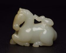 raro antigo chinês hetian jade esculpido cavalo de guerra femgshui animal estátua da sorte comprar usado  Enviando para Brazil