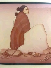 Usado, Arte de azulejo nativo americano Navajo RC Gorman 12"×12" mulher EUA fabricante de contas de cerâmica  comprar usado  Enviando para Brazil
