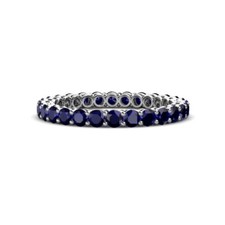Anel Eternity Band prata esterlina 925 safira azul corte brilhante redondo 2,00 mm, usado comprar usado  Enviando para Brazil