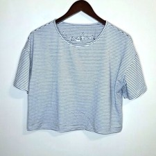 Camiseta cropped listrada azul e branca tamanho grande, usado comprar usado  Enviando para Brazil