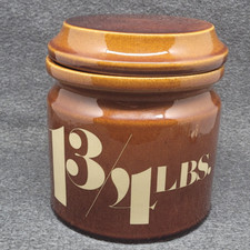 Jarro de biscoito vintage Aramis sais de banho de crock 1 3/4 libras grés marrom EUA comprar usado  Enviando para Brazil